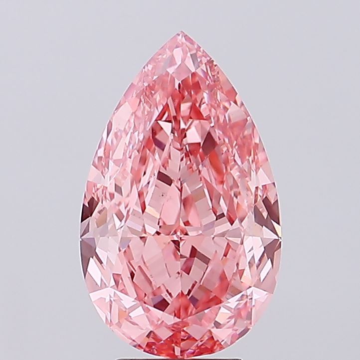 6.56 carat fancy vivid pink pear lab grown diamond VS1 clarity