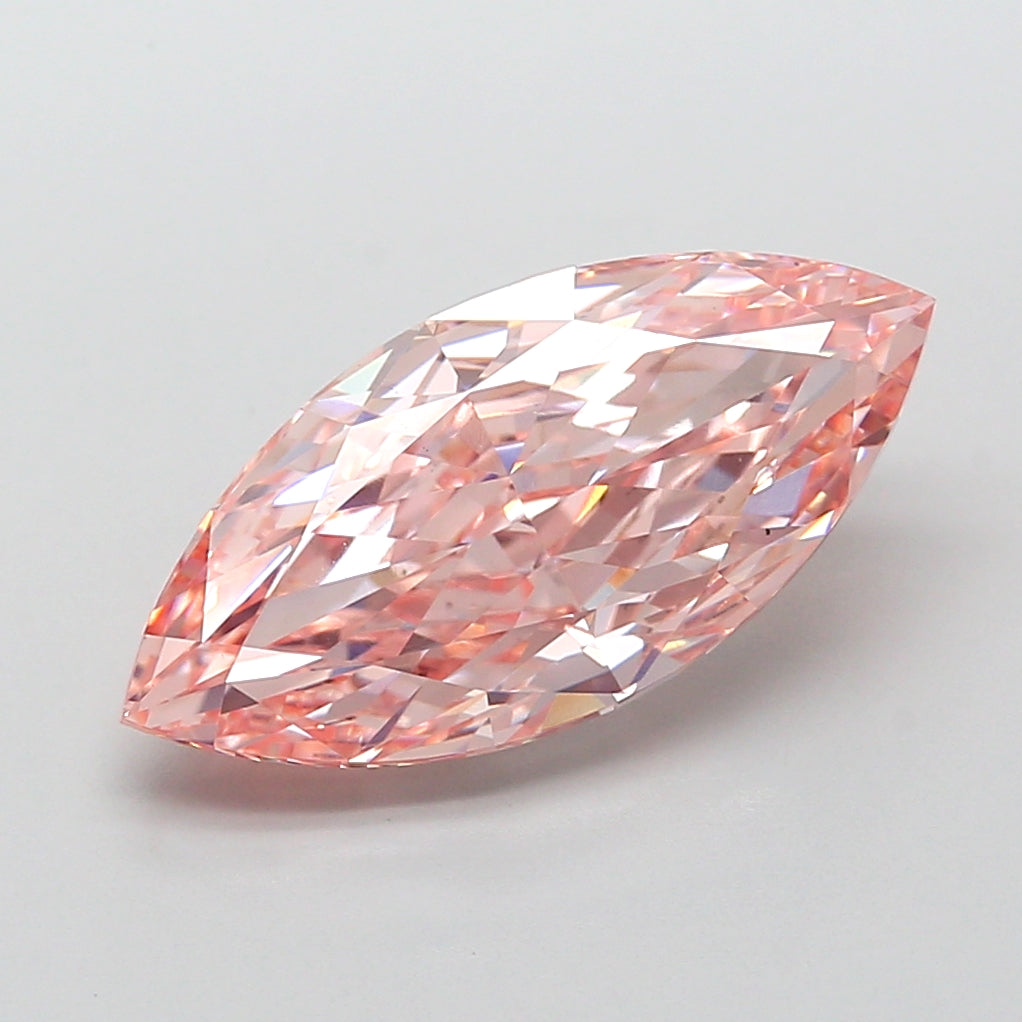 5.01 carat fancy intense pink marquise lab grown diamond VS1 clarity
