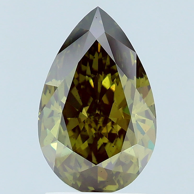 2.39 carat fancy deep green pear lab grown diamond SI1 clarity