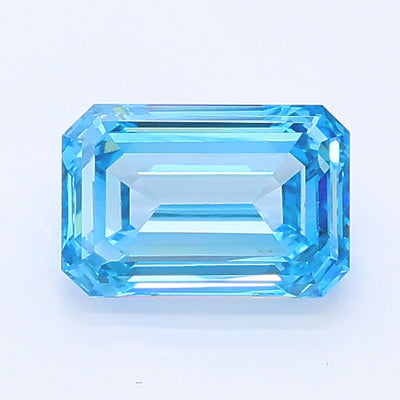 0.92 carat fancy vivid blue emerald lab grown diamond VVS2 clarity