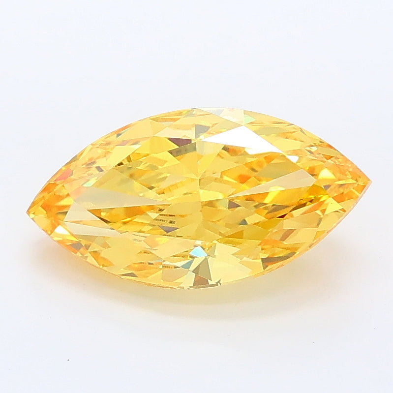 2.02 carat fancy vivid yellow marquise lab grown diamond VVS2 clarity