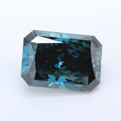 6.11 carat fancy deep green blue radiant lab grown diamond VS1 clarity