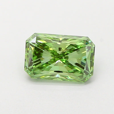 1.02 carat fancy vivid green radiant lab grown diamond VVS2 clarity