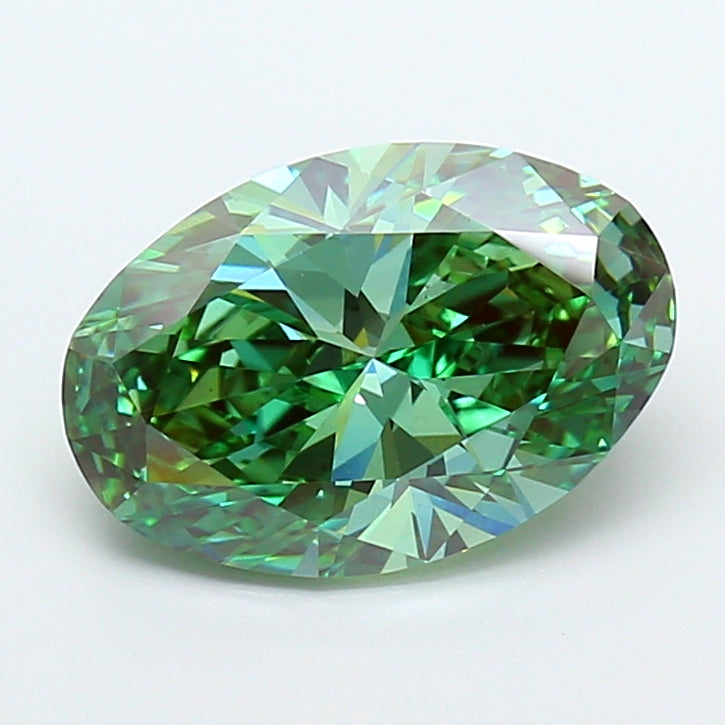 3.03 carat fancy vivid green oval lab grown diamond VS1 clarity