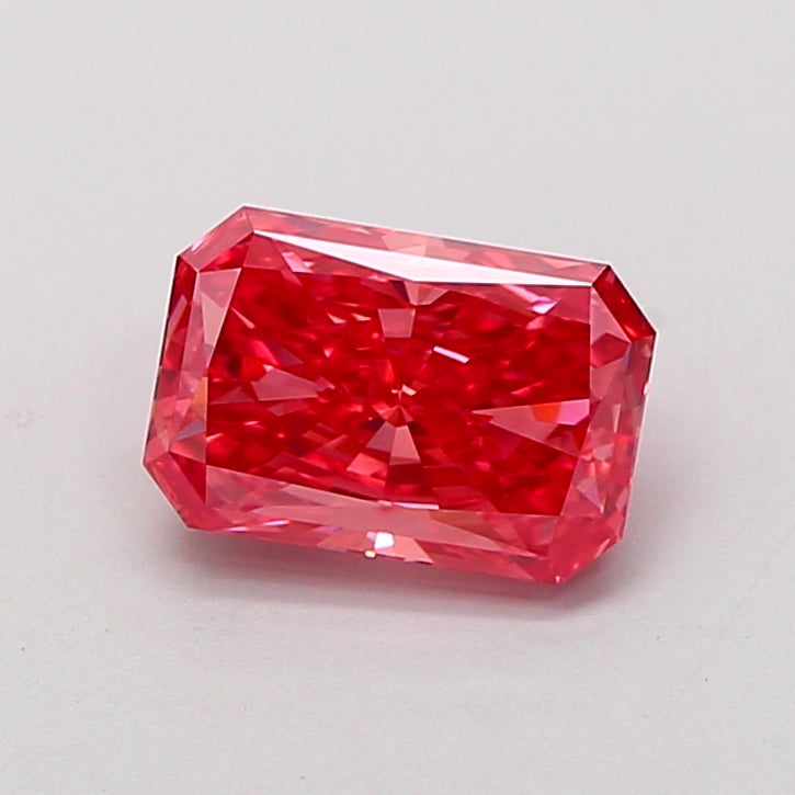 1.13 carat fancy vivid pink radiant lab grown diamond VVS2 clarity