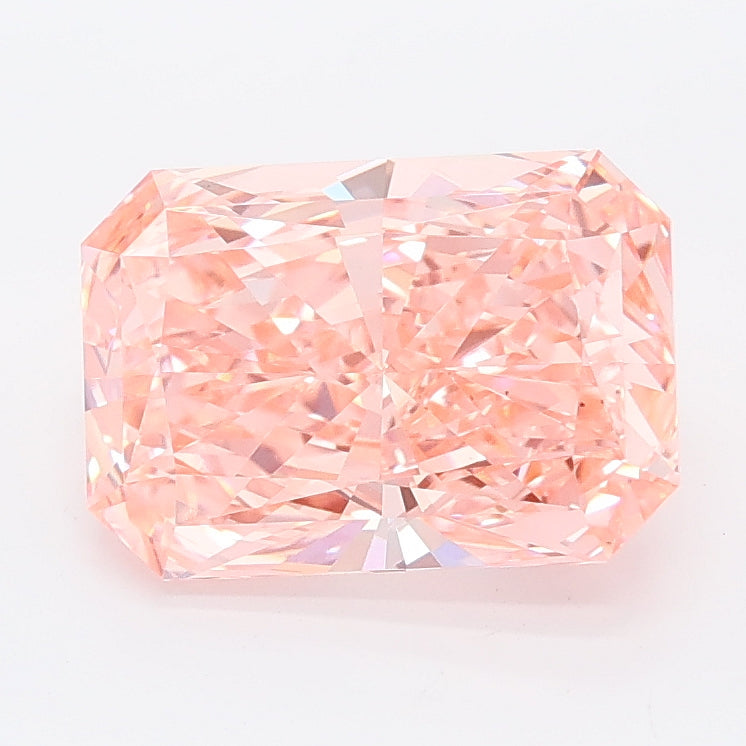 2.40 carat fancy pink radiant lab grown diamond VS1 clarity