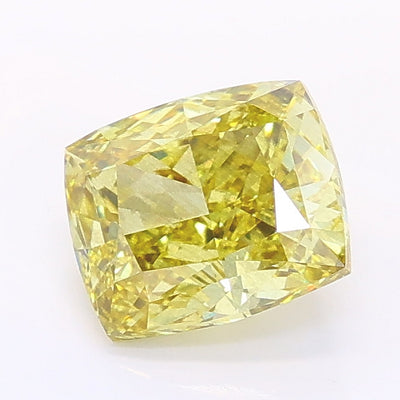 1.34 carat fancy yellow cushion lab grown diamond SI2 clarity
