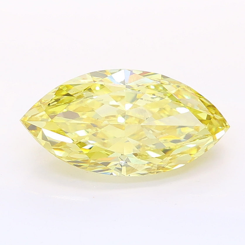 2.08 carat fancy intense yellow marquise lab grown diamond VS1 clarity