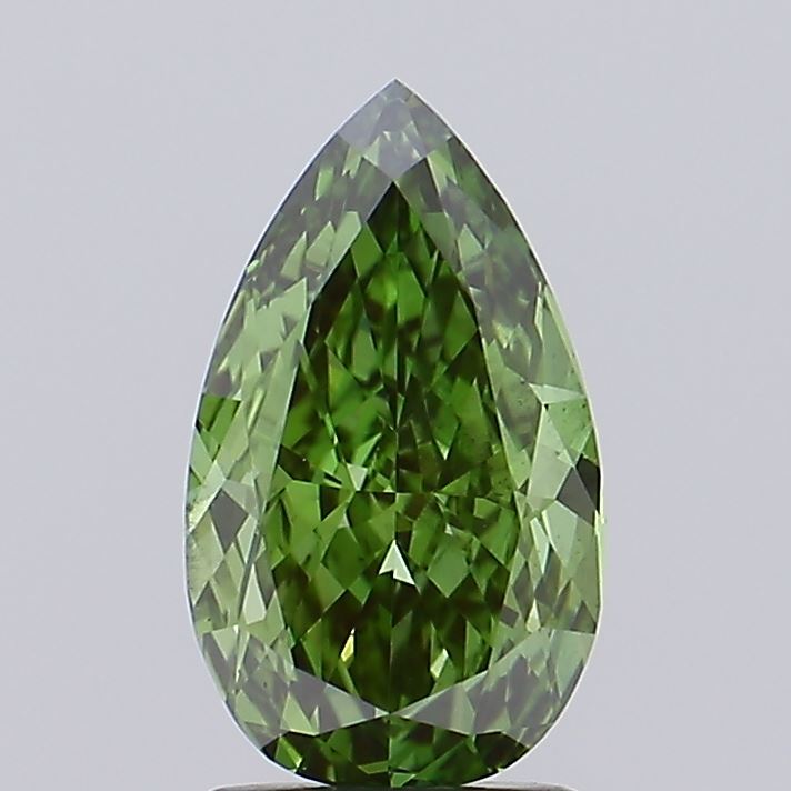 2.02 carat fancy vivid green pear lab grown diamond VS2 clarity