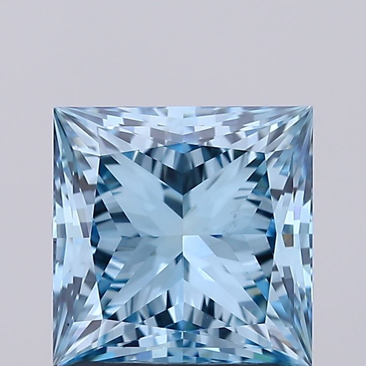 2.16 carat fancy vivid blue princess lab grown diamond VS1 clarity