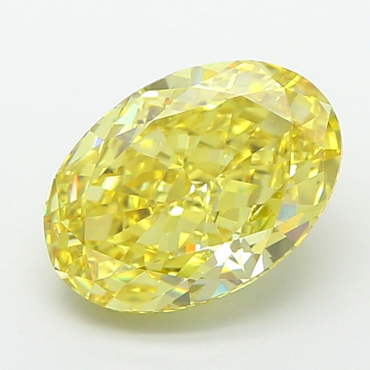 3.01 carat fancy intense yellow oval lab grown diamond VS1 clarity