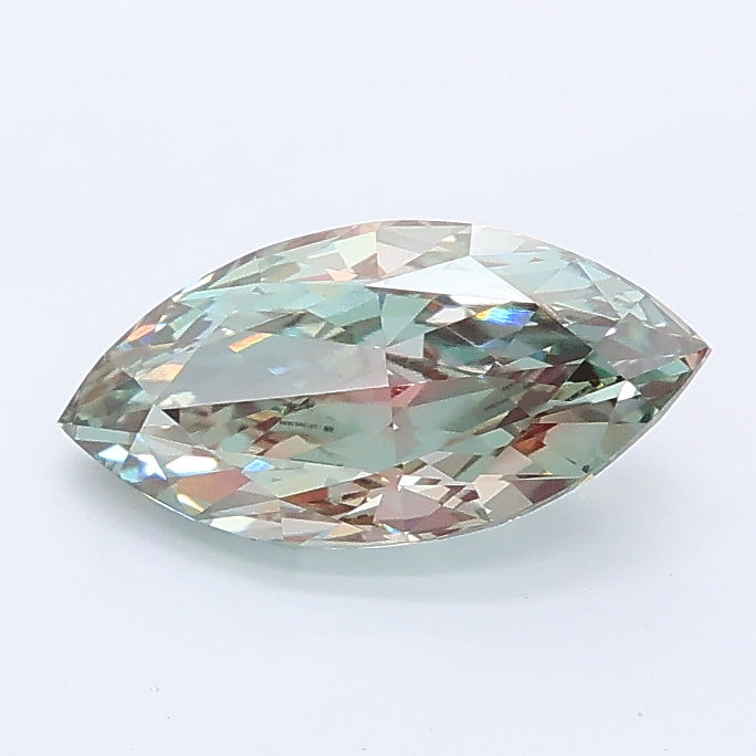 1.08 carat fancy green marquise lab grown diamond VVS2 clarity