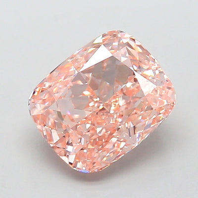 3.04 carat fancy intense orangy pink cushion lab grown diamond VS1 clarity