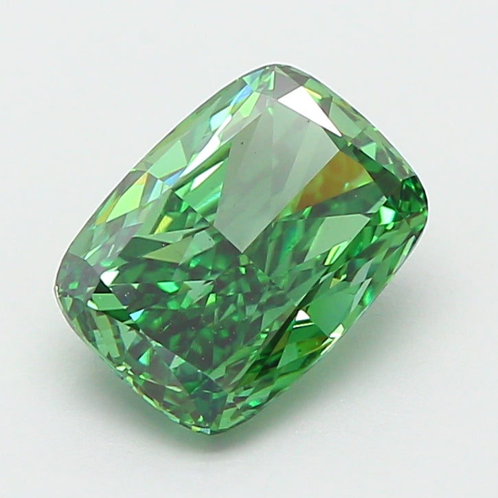 2.01 carat fancy vivid green cushion lab grown diamond VS1 clarity