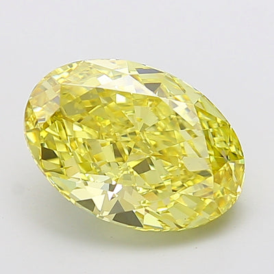 5.01 carat fancy intense yellow oval lab grown diamond VS1 clarity