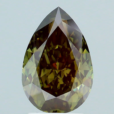3.13 carat fancy deep green pear lab grown diamond SI1 clarity