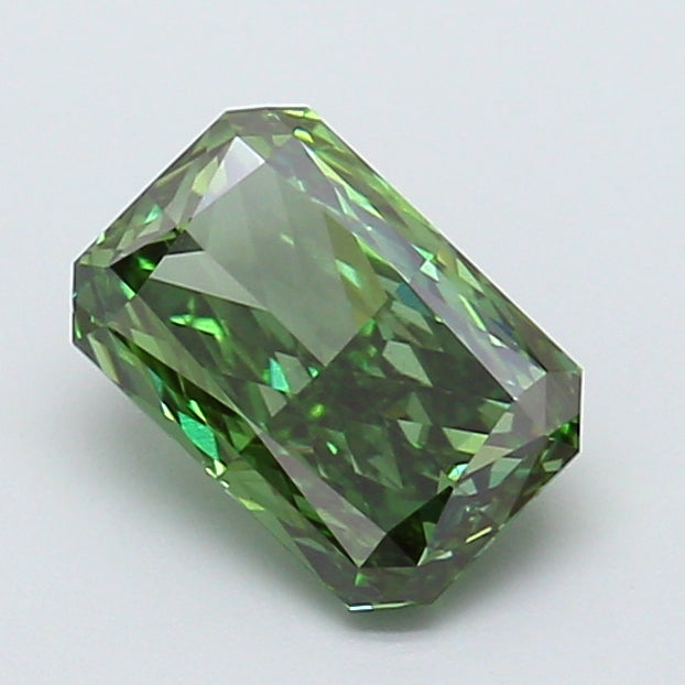 1.57 carat fancy vivid green radiant lab grown diamond VS1 clarity