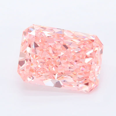 6.07 carat fancy vivid pink radiant lab grown diamond VVS2 clarity