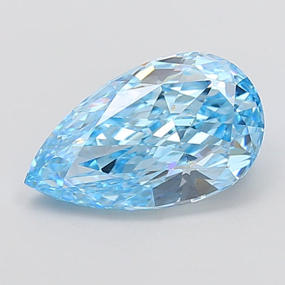 3.52 carat fancy vivid blue pear lab grown diamond VS2 clarity