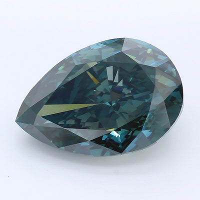 5.86 carat fancy deep greenish blue pear lab grown diamond SI1 clarity