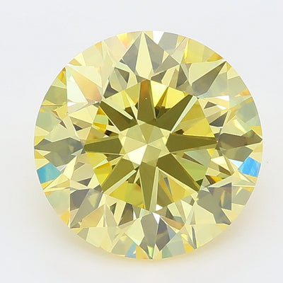 3.58 carat fancy intense yellow round lab grown diamond VVS2 clarity
