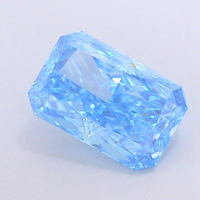 2.04 carat fancy vivid blue radiant lab grown diamond VS1 clarity