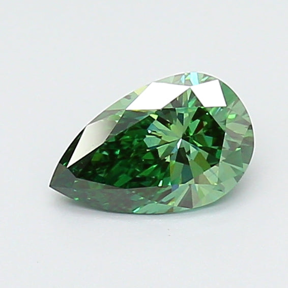 0.79 carat fancy vivid green pear lab grown diamond VS1 clarity