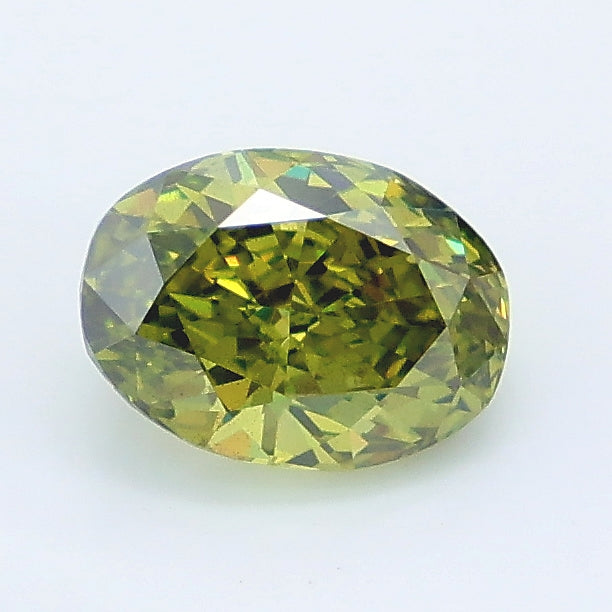 1.27 carat fancy vivid green oval lab grown diamond SI1 clarity