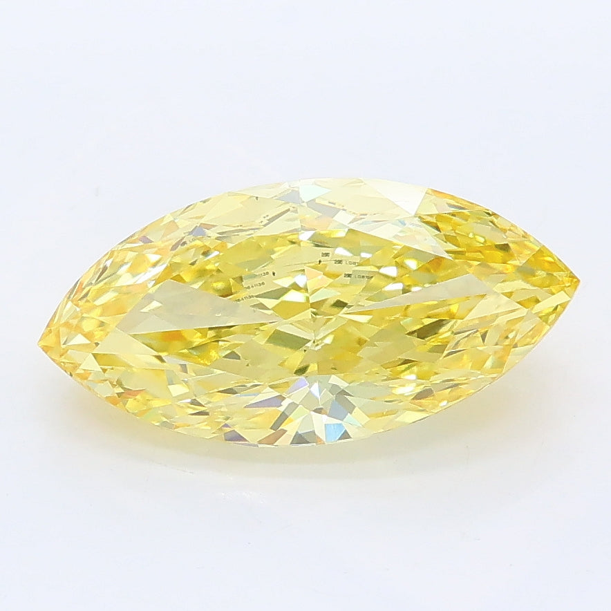 2.28 carat fancy intense yellow marquise lab grown diamond VS1 clarity