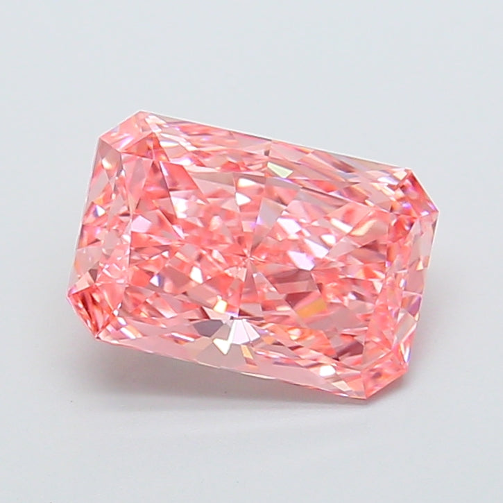 3.05 carat fancy vivid pink radiant lab grown diamond VVS1 clarity