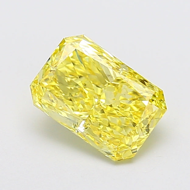 1.86 carat fancy vivid yellow radiant lab grown diamond VS1 clarity