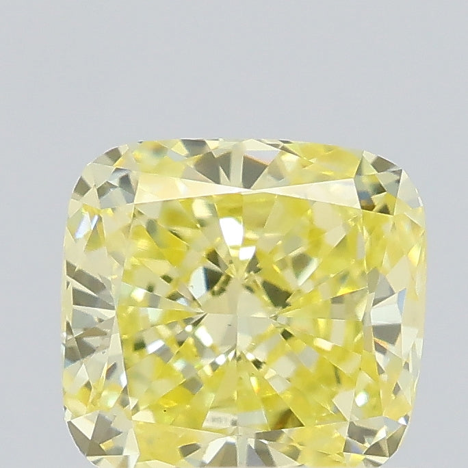 0.49 carat fancy intense yellow cushion lab grown diamond VS1 clarity