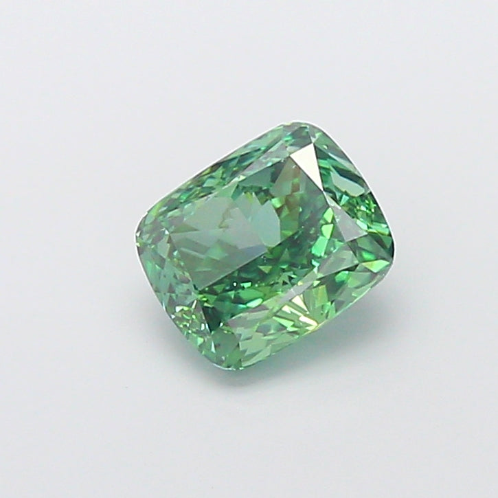 2.06 carat fancy vivid green cushion lab grown diamond VS2 clarity