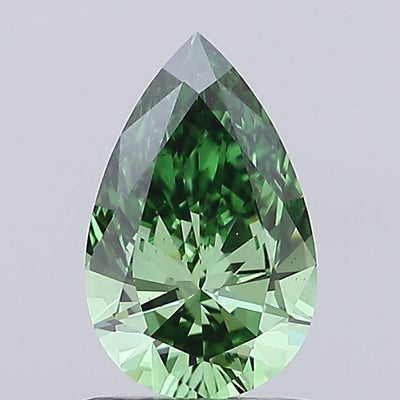 0.99 carat fancy vivid green pear lab grown diamond VS2 clarity