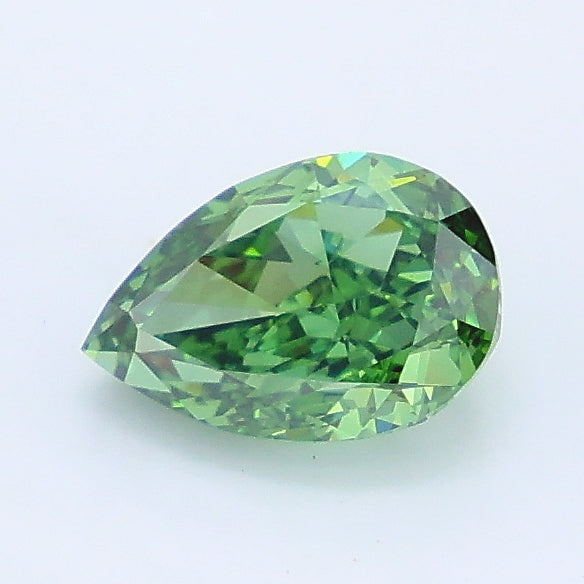 1.08 carat fancy vivid green pear lab grown diamond VVS2 clarity