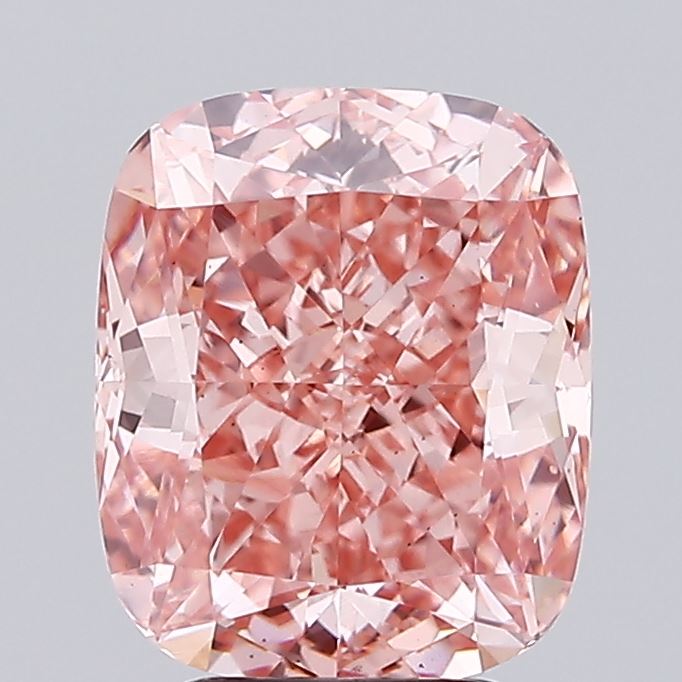 3.63 carat fancy vivid pink cushion lab grown diamond VS2 clarity