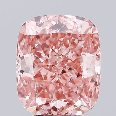 3.63 carat fancy vivid pink cushion lab grown diamond VS2 clarity