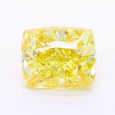 2.02 carat fancy vivid yellow cushion lab grown diamond VS1 clarity