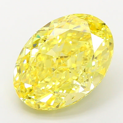7.37 carat fancy vivid yellow oval lab grown diamond VS1 clarity