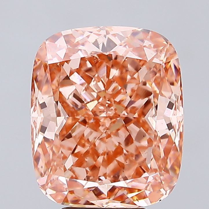 7.17 carat fancy vivid pink cushion lab grown diamond VS2 clarity