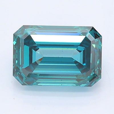1.49 carat fancy vivid greenish blue emerald lab grown diamond VS2 clarity
