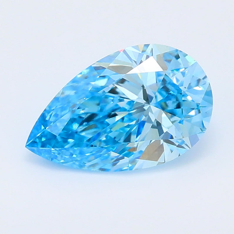 1.50 carat fancy vivid blue pear lab grown diamond VS2 clarity