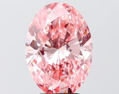 5.02 carat fancy vivid pink oval lab grown diamond VS1 clarity