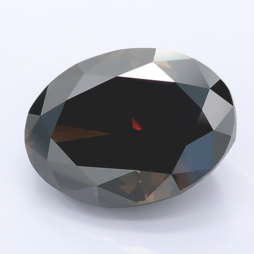 4.12 carat fancy deep grayish brown oval lab grown diamond VVS2 clarity
