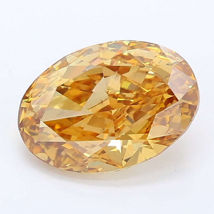 2.01 carat fancy intense brownish yellow oval lab grown diamond VS1 clarity