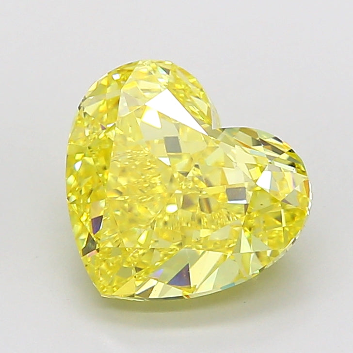 5.02 carat fancy vivid yellow heart lab grown diamond VS1 clarity