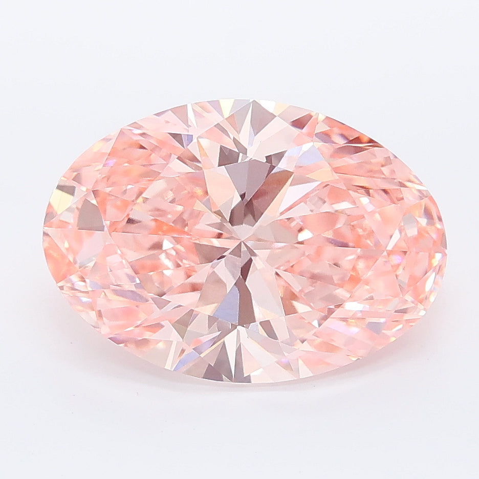 4.09 carat fancy vivid pink oval lab grown diamond VVS2 clarity