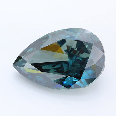 7.28 carat fancy deep bluish green pear lab grown diamond VS1 clarity