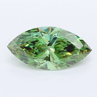 1.08 carat fancy vivid green marquise lab grown diamond VVS2 clarity