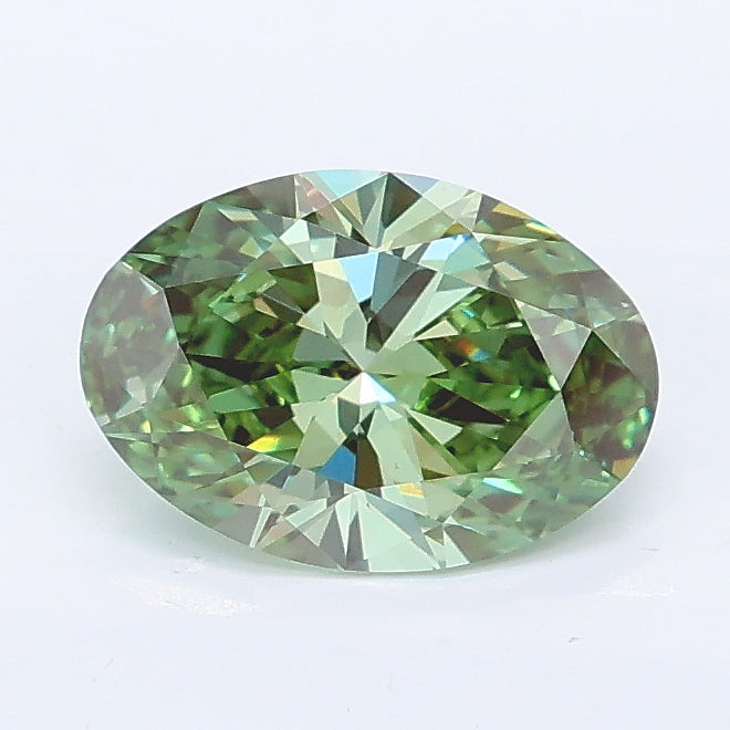 1.07 carat fancy vivid green oval lab grown diamond VVS2 clarity